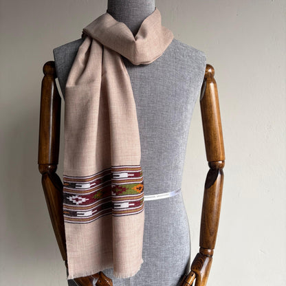 Handwoven Unisex Polywool Muffler (Beige)