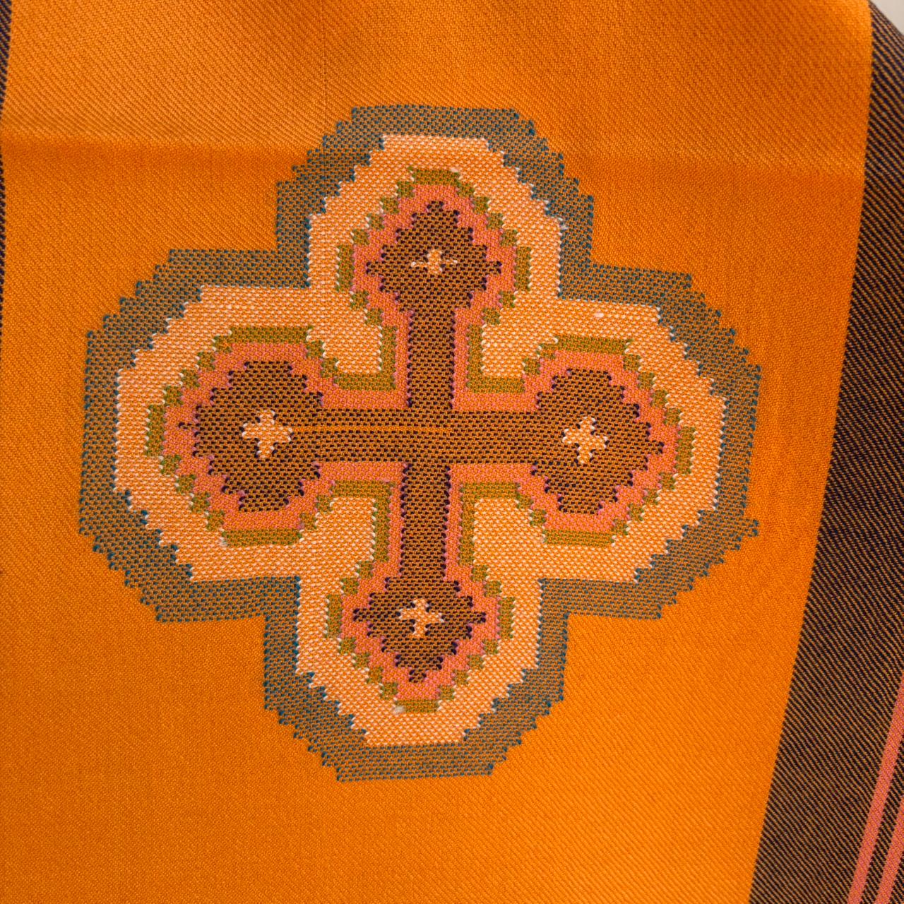 Hand Woven Pure Merino Wool Kullu Stole- Mustard