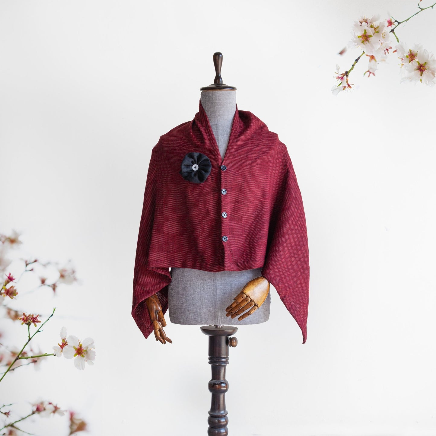 Plain Maroon Woolen Cape for Women - Bhuttico Shawls