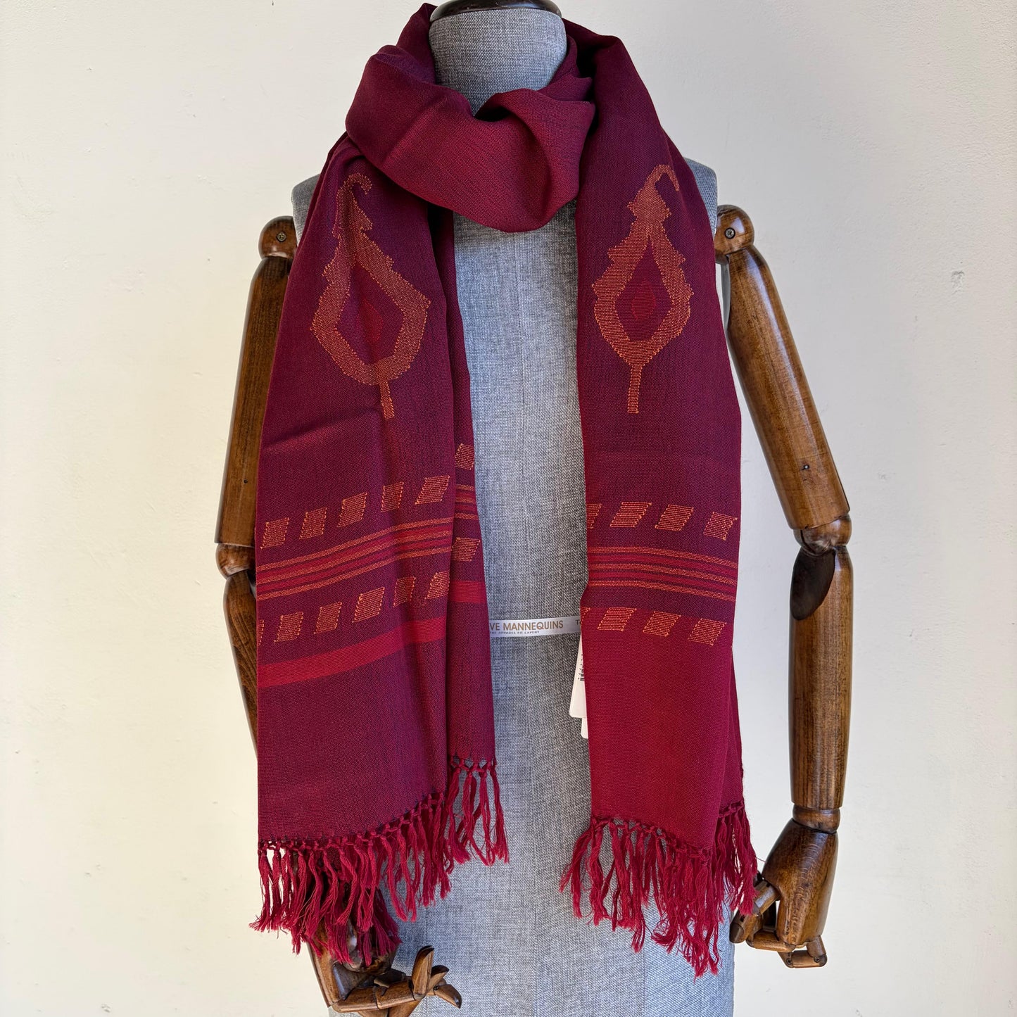 Hand Woven Pure Merino Wool Kullu Stole- Maroon