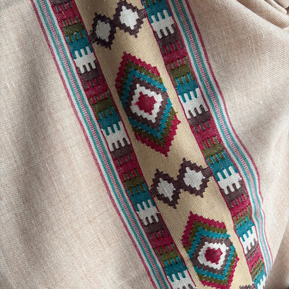 Handwoven Angora and Wool Blend Shawl (Beige)