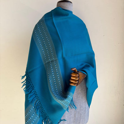 Hand Woven Pure Merino Wool Kullu Stole- Teal